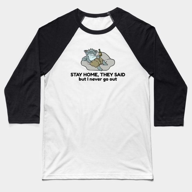 stay home cat Baseball T-Shirt by souw83